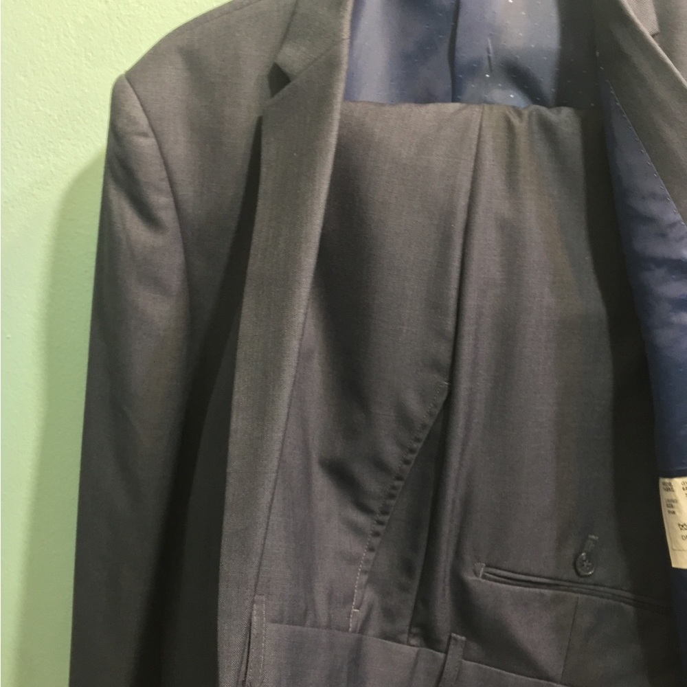 Mens suit slim 40L/34W navy blue import